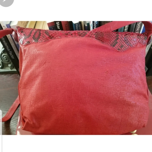 Rare Vintage  Carlos Falchi red python  buffalo shoulder bag - Picture 10 of 11